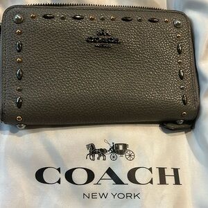 Coach wallet, grey with metal trim-colour bling